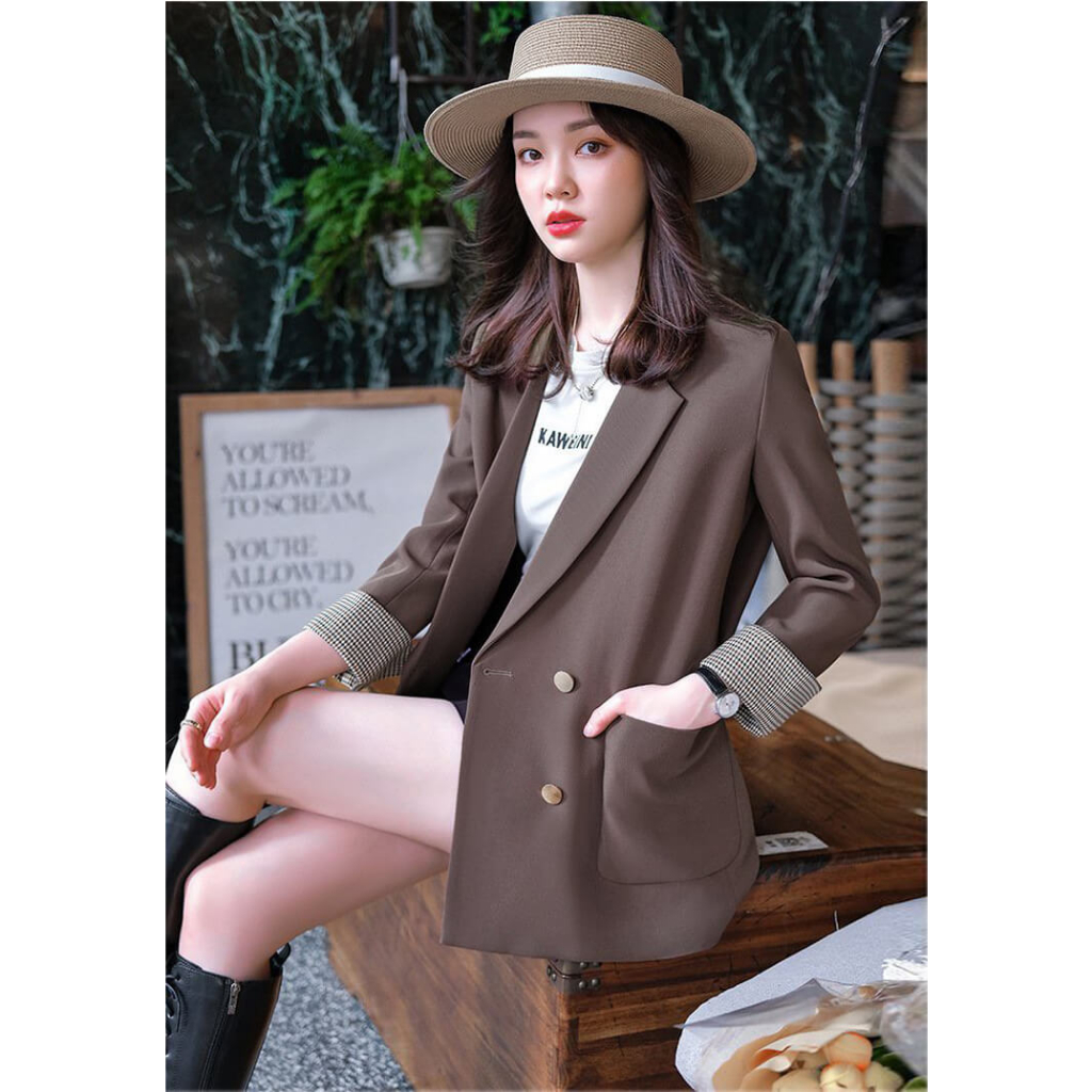 Áo Khoác Blazer Dáng Dài Form Suông Cao Cấp