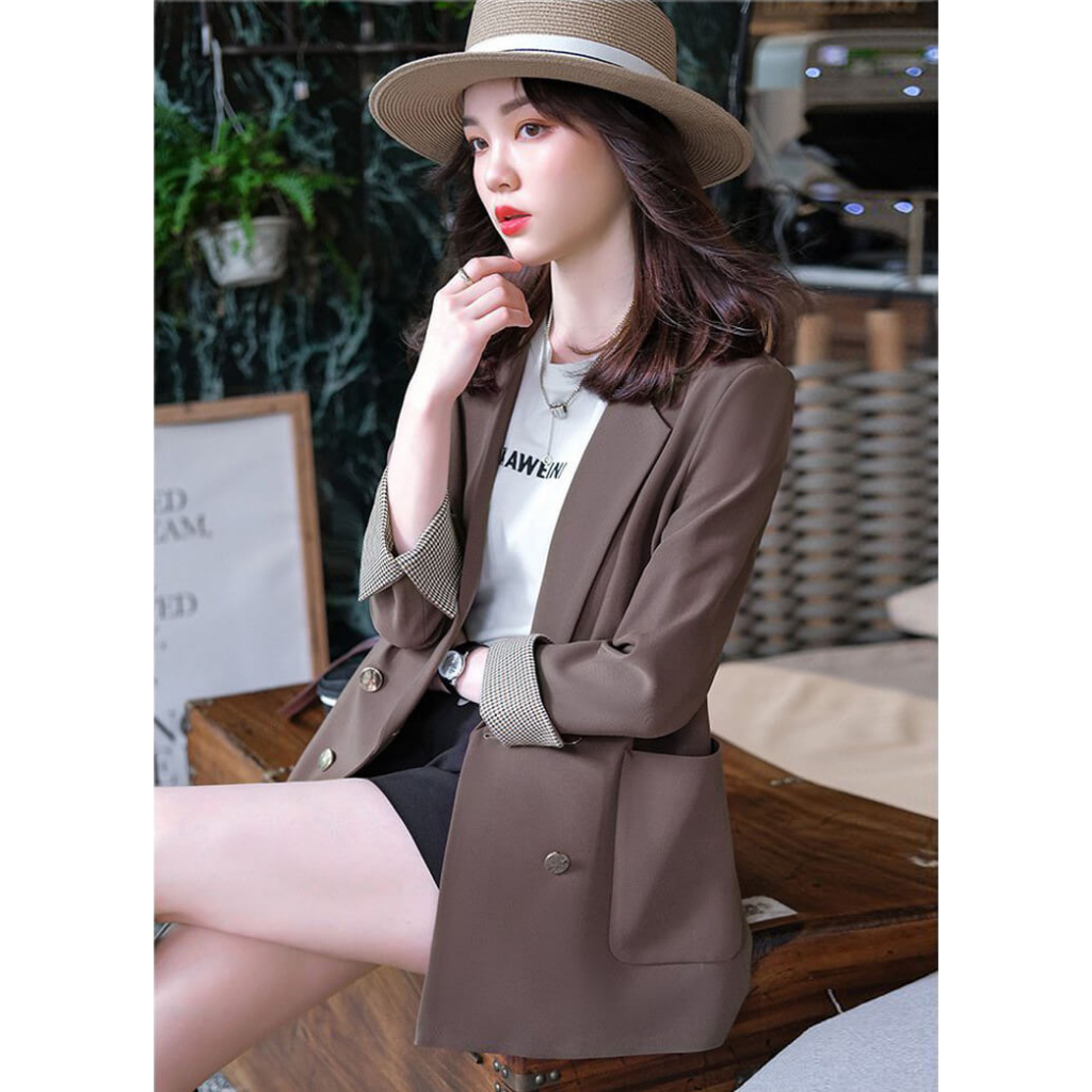 Áo Khoác Blazer Dáng Dài Form Suông Cao Cấp