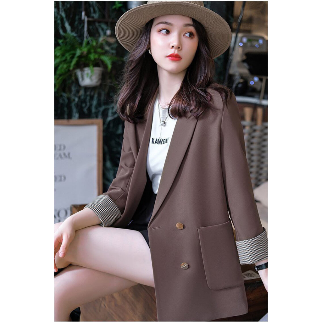 Áo Khoác Blazer Dáng Dài Form Suông Cao Cấp