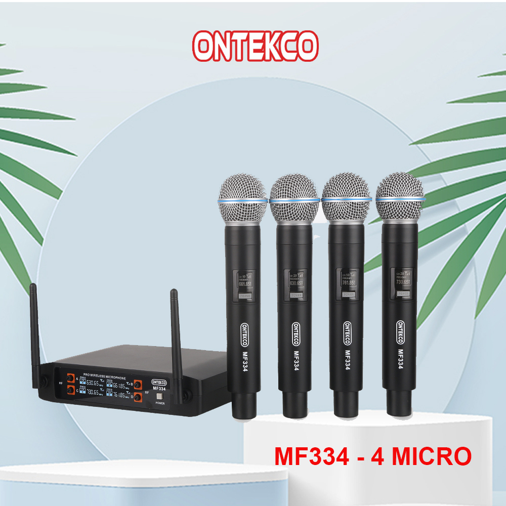 Bộ micro Ontekco MF334 - 4 tay míc hát karaoke chuyên nghiệp, chất liệu đầu thép cao cấp bảo hành 24 tháng
