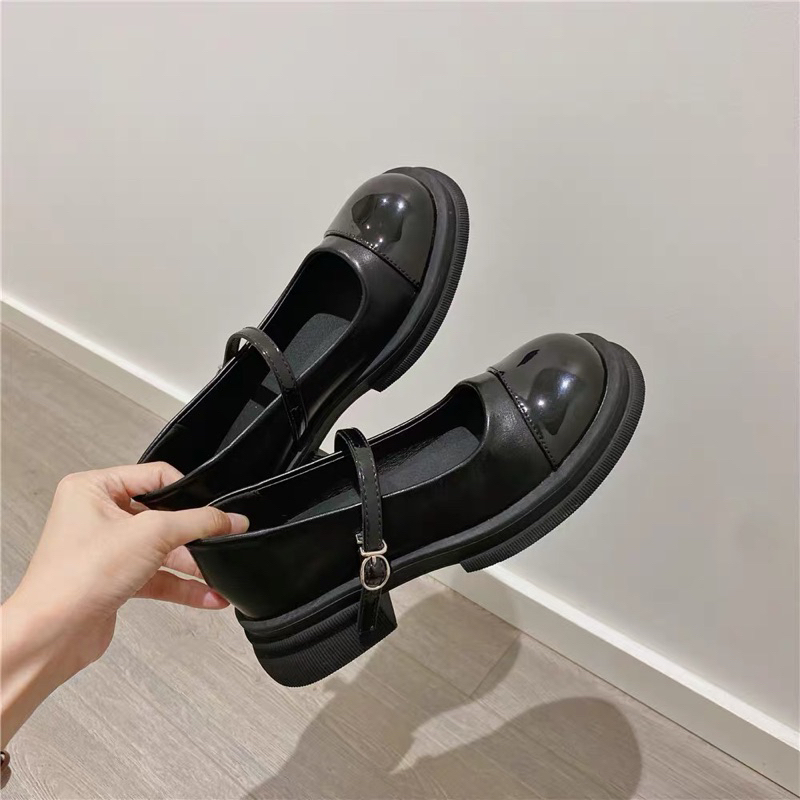 Giày búp bê nữ Lolita đế cao vá mũi quai cài hàng quảg châu cao cấp,giày búp bê lười siêu nhẹ tabao dễ phối đồ