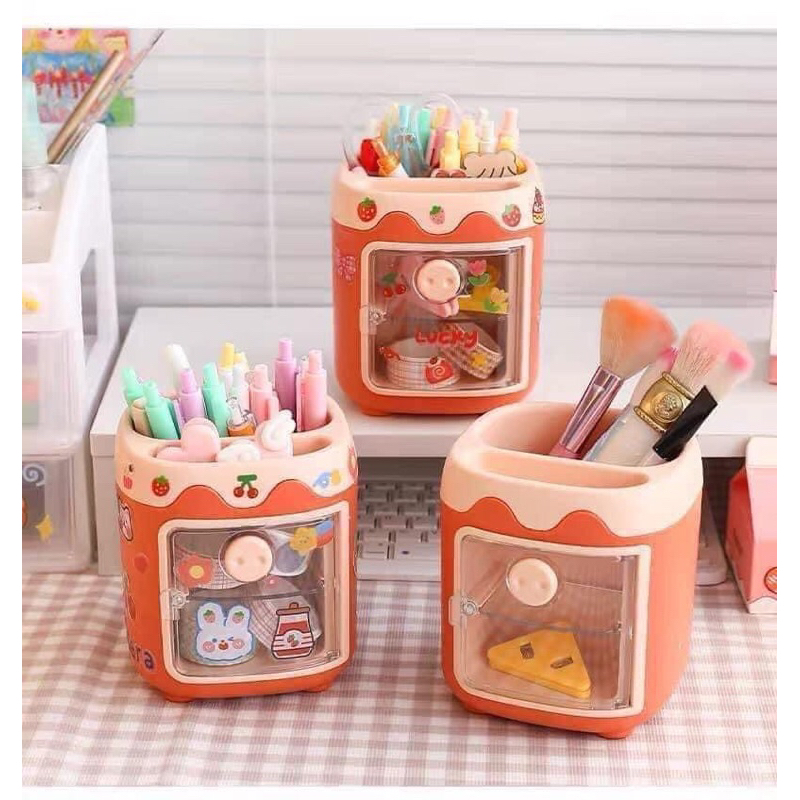 Ống cắm bút/ hộp đựng bút để bàn dễ thương -Tặng kèm sticker