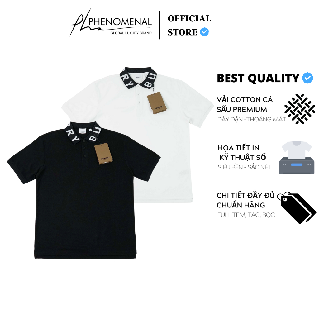 Áo Polo BBR Intarsia Chữ Viền Cổ loại Best - Chất Cotton cá sấu cao cấp dày dặn trên 300gram