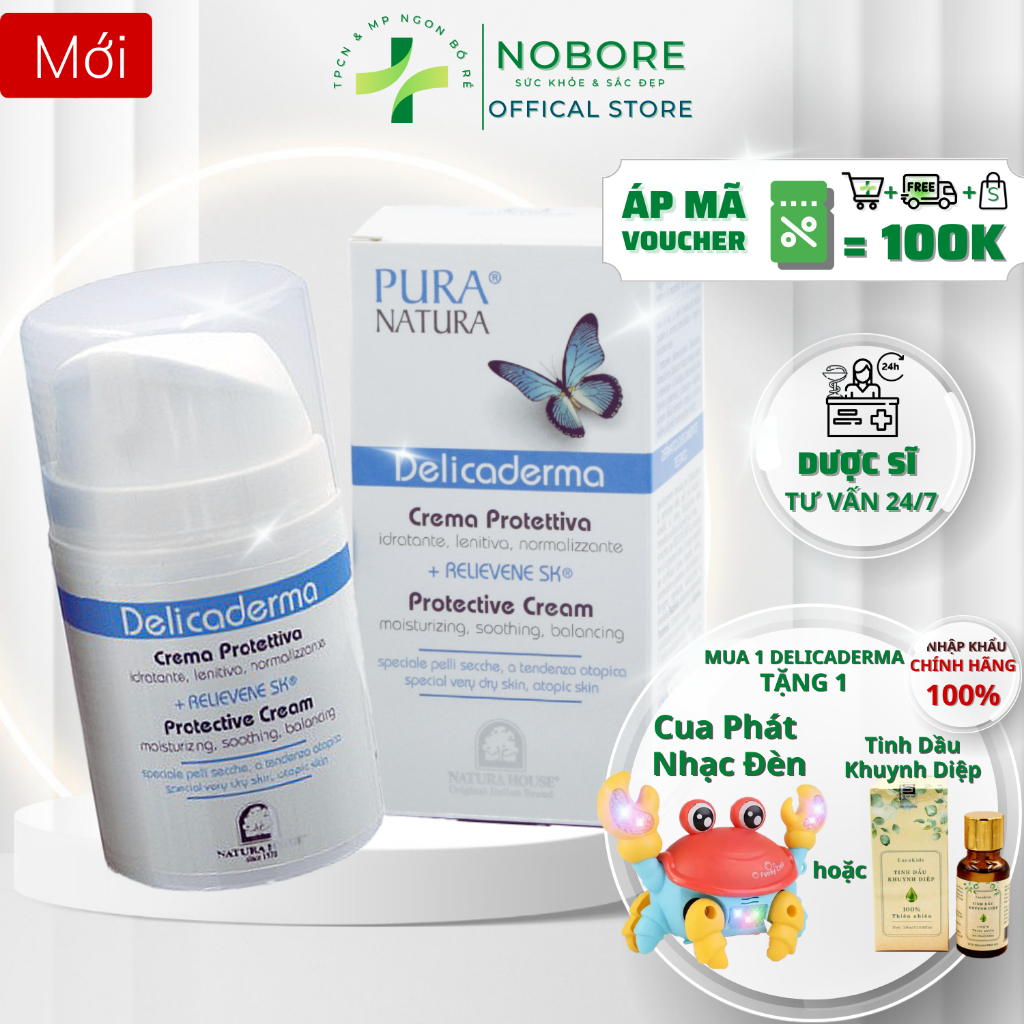 Kem Viêm Da Cơ Địa Cho Bé Và Người Lớn Delicaderma 50ml Giúp Lành Chàm Á Sừng Eczema Vẩy Nến | Nhập Khẩu Italia [NOBORE]