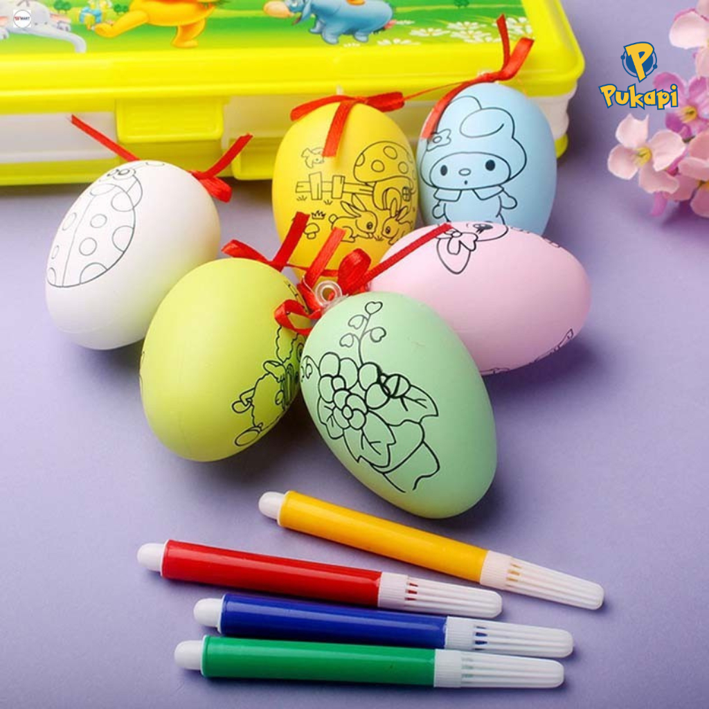 Đồ chơi trẻ em - Set Tô trứng kèm túi màu cho bé Đồ chơi vẽ tranh trên trứng tô màu tranh trứng sáng tạo Cho Bé PUKAPI
