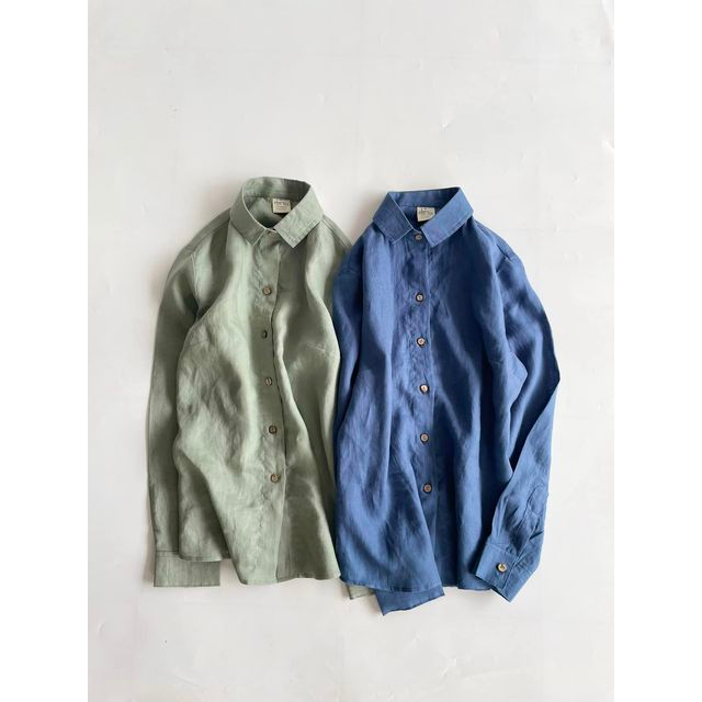 Áo sơ mi linen tưng washed tone lạnh - Mé Hè