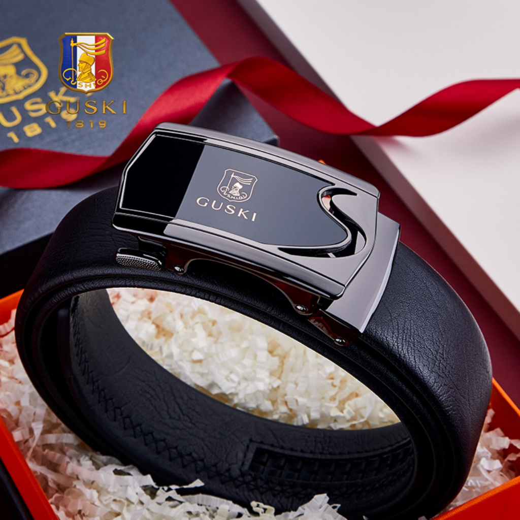Thắt lưng nam cao cấp GUSKI da bò mềm xịn đẹp , dây nịt nam da thật GK05