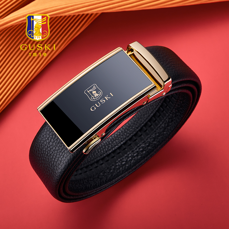 Dây lưng nam cao cấp da bò GUSKi -dây nịt nam da thật GK02