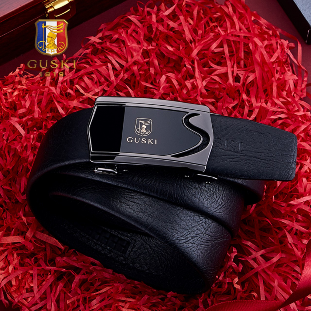 Thắt lưng nam cao cấp GUSKI da bò mềm xịn đẹp , dây nịt nam da thật GK05