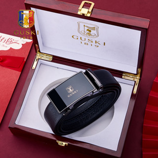 Dây lưng nam cao cấp da bò GUSKI , thắt lưng nam da thật xịn GK04