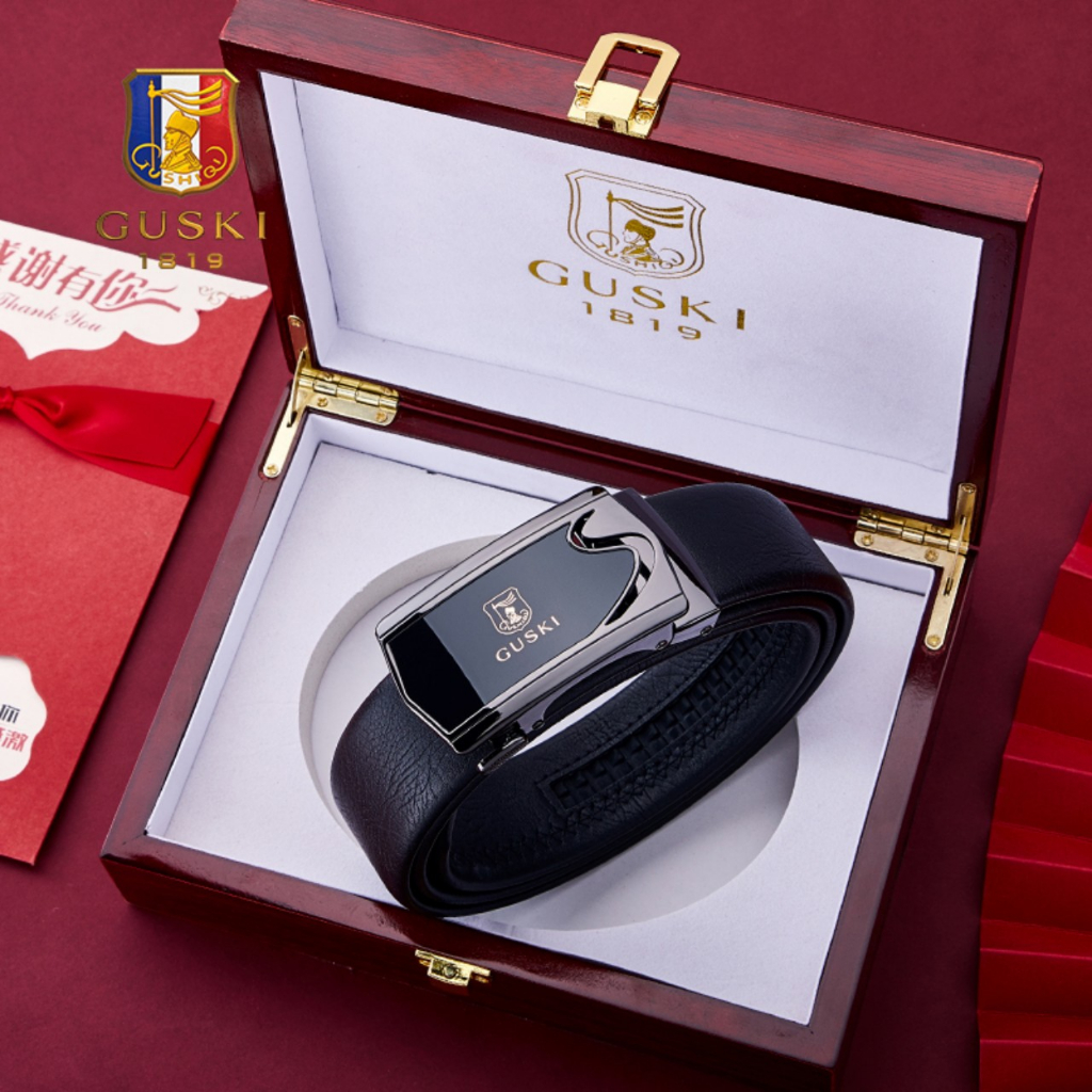 Thắt lưng nam cao cấp GUSKI da bò mềm xịn đẹp , dây nịt nam da thật GK05