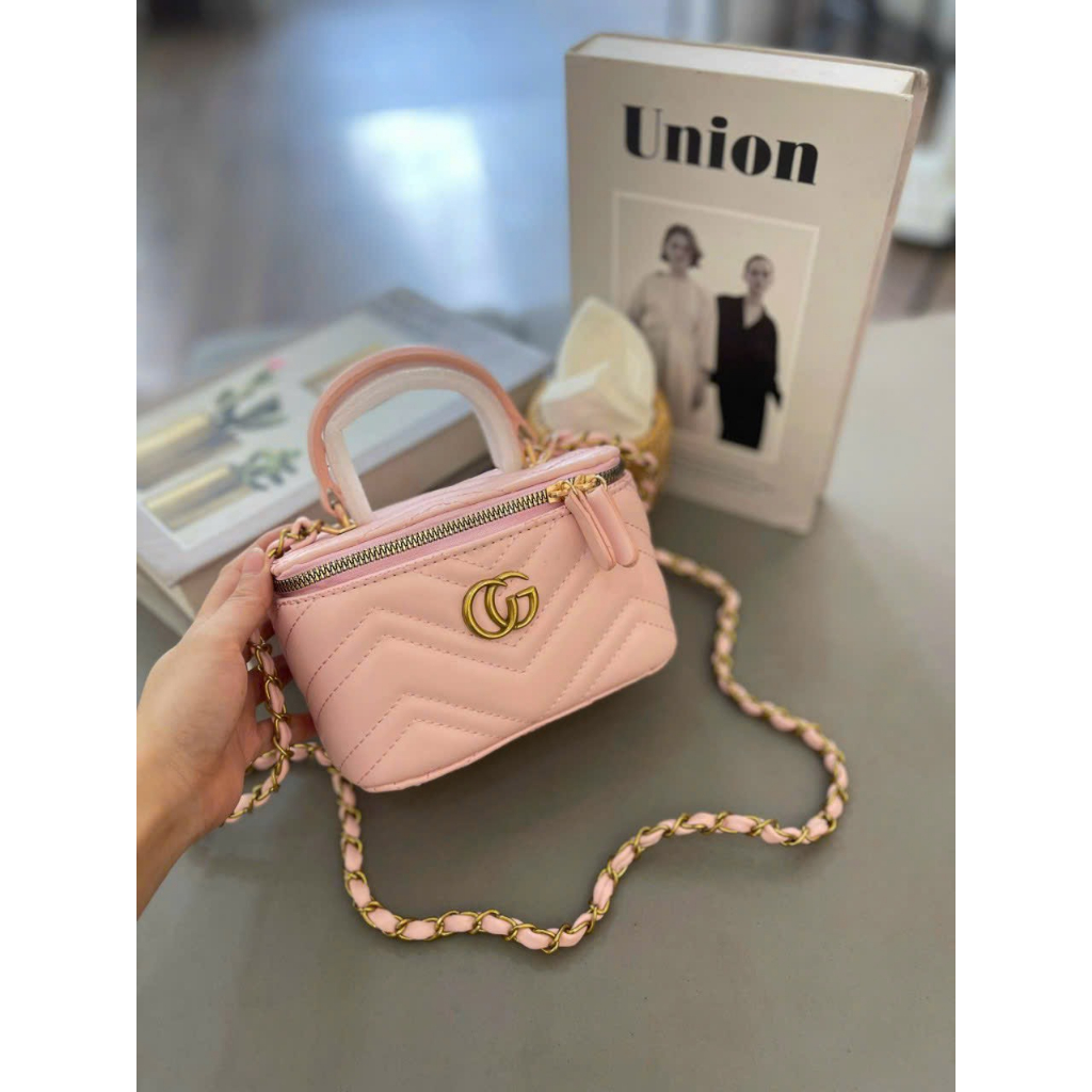 Túi xách nữ dáng cốp gugi size 18 đeo chéo da mềm mại ,dây xích siêu xinh xịn sò