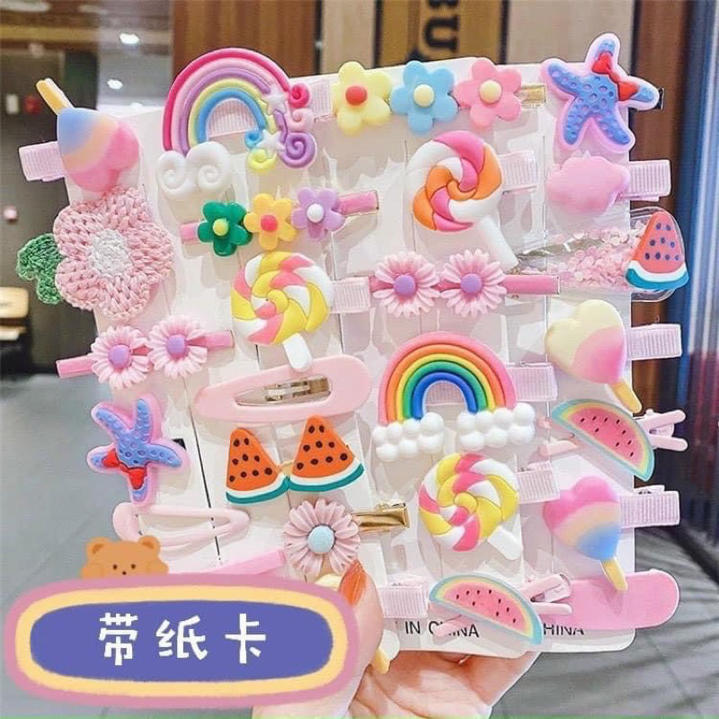 Set Kẹp Tóc 14 Chi Tiết Xinh Xắn Cho Bé dễ thương