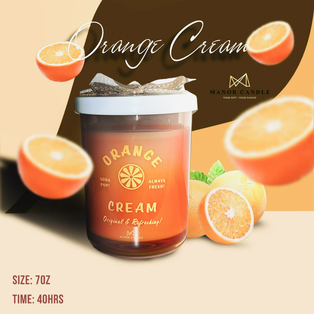 Nến thơm Orange Cream size 7oz 250gram hương xoài chính hãng Manor Candle