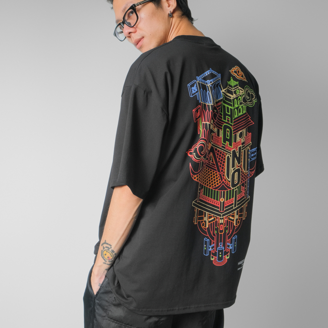 ÁO THUN TAY LỠ OVERSIZE UNISEX XFIRE HANOIPUNK TSHIRT IN BLACK