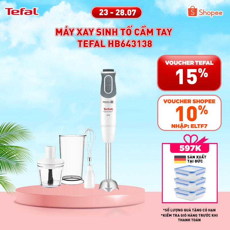 Máy xay sinh tố cầm tay Tefal HB643138 - trắng, 800W