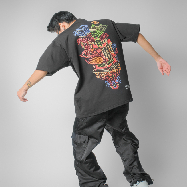 ÁO THUN TAY LỠ OVERSIZE UNISEX XFIRE HANOIPUNK TSHIRT IN BLACK