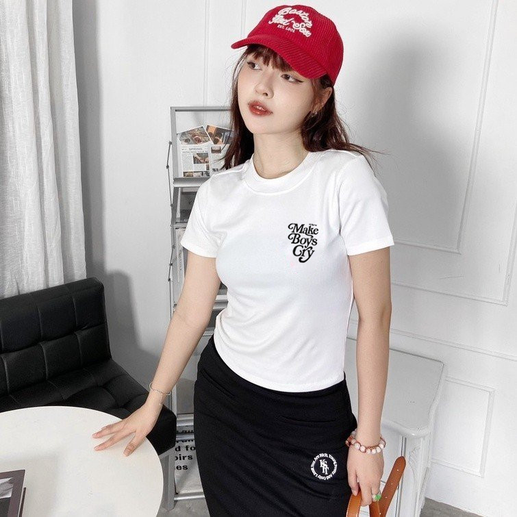 Áo thun baby tee basic Makes Boys Cry dáng crop 100% cotton 2 chiều 230gsm
