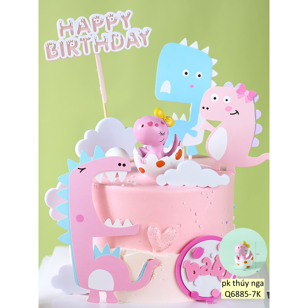 5 Khủng Long Trứng Nhựa Trang Trí Bánh Kem