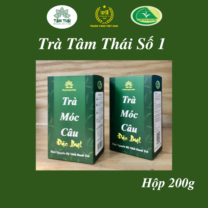 Trà Thái Nguyên Móc Câu Đặc Biệt Hộp 200g(2 gói 100g) Trà Tâm Thái Số 1 Chè Thái Nguyên Móc Câu Hộp 200gS1