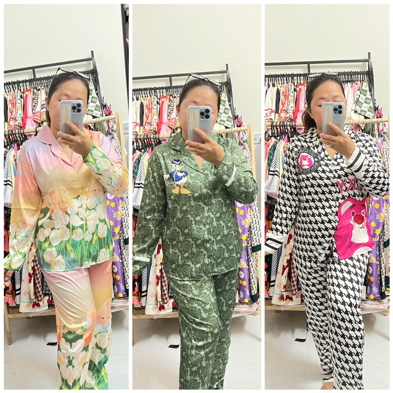 Đồ bộ pijama lụa xước TK 2CE tay dài