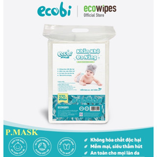 KHĂN KHÔ ĐA NĂNG ECOBI 270 TỜ an toàn cho trẻ sơ sinh, dùng thay khăn sữa, tiện lợi cho mẹ ( Khăn Khô ECOWIPES )