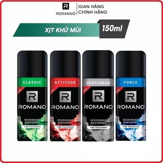 Xịt khử mùi toàn thân Romano 150ml