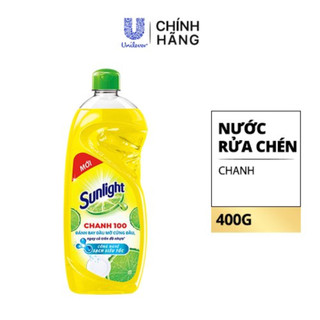 Nước rửa chén Sunlight chanh 100 mới đánh bay dầu mỡ cứng đầu chai 400Gr