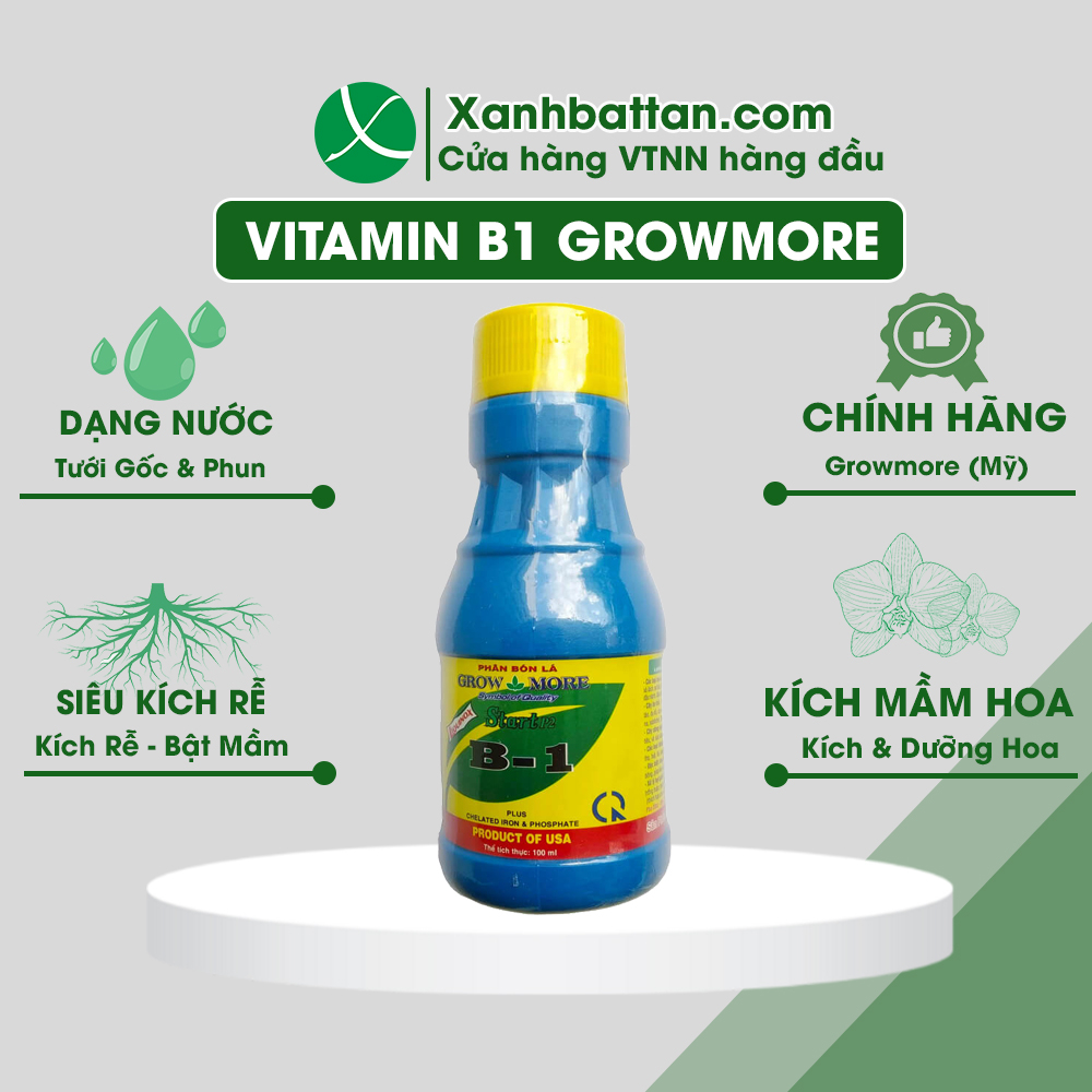 Phân Bón Lá Đậm Đặc Cao Cấp Growmore Vitamin B1 Chai 100 ml