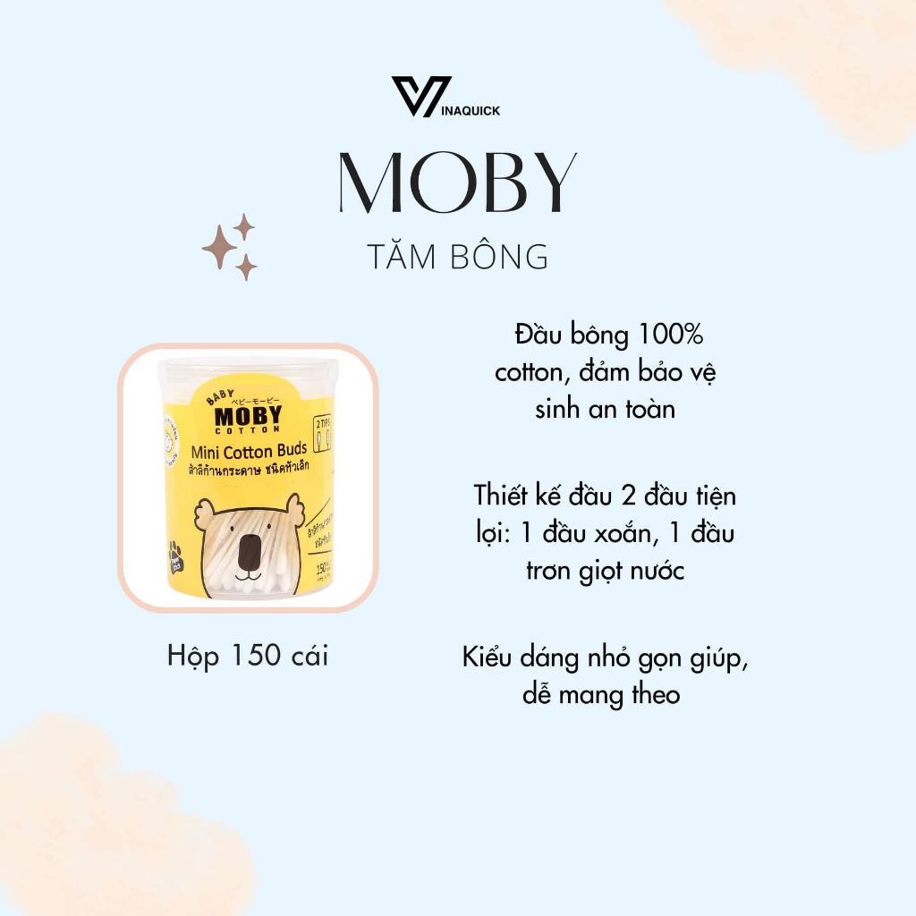 Bông Tăm Moby Cỡ Nhỏ  - VINAQUICK