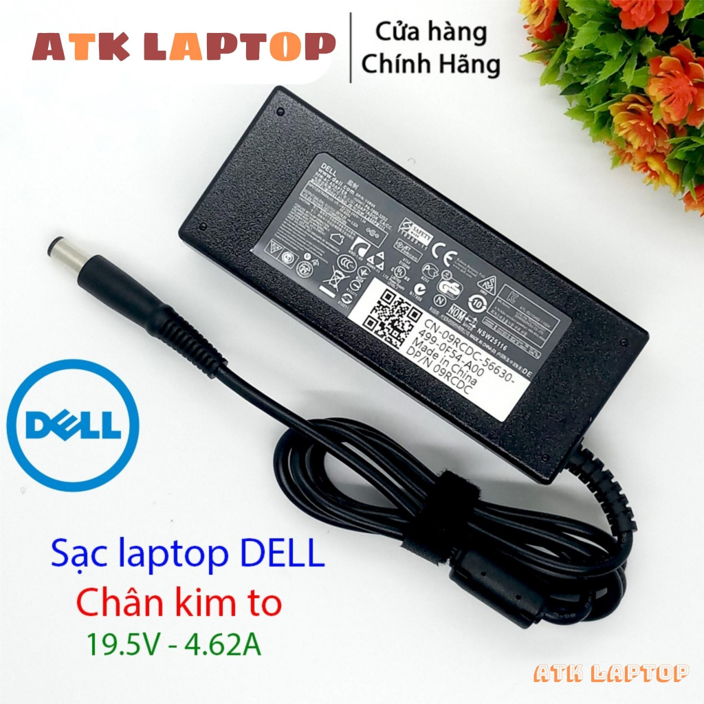 Sạc Laptop Dell chân kim to/chân kim nhỏ loại tốt  19.5v-4.62a-90w/ 19.5v-3.34a-65w adapter dell - ATK LAPTOP