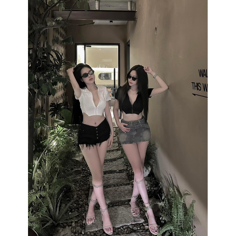 Quần Short Jean Cúc Dọc QC