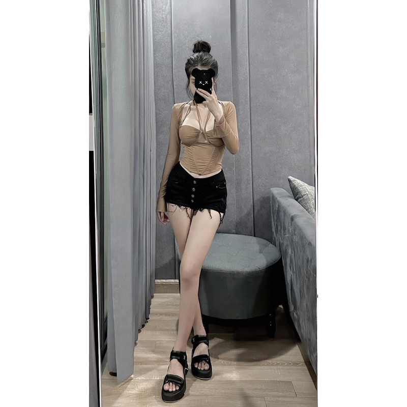 Quần Short Jean Cúc Dọc QC