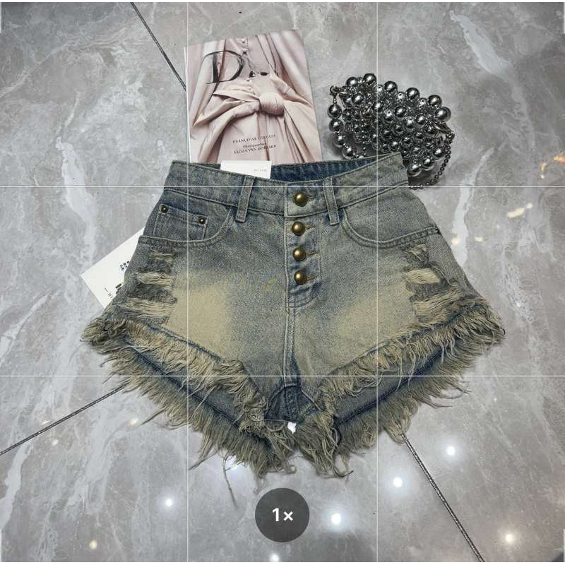 Quần Short Jean Cúc Dọc QC