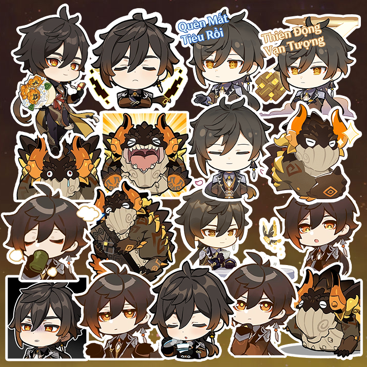 Sticker Zhongli - Hình dán chibi zhongli