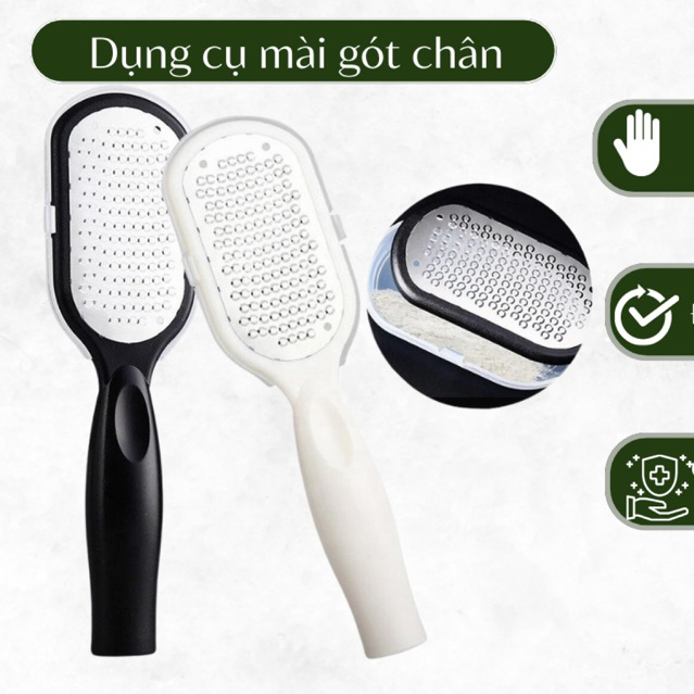 Cây Chà Gót Chân Bản To, Cây Tẩy Da Chết 2 Mặt Bằng Thép Kèm Hộp Đựng Tiện Lợi