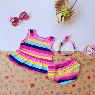 Giá tặng - Bộ babydoll hè chính hãng Bunny chất thun cotton cho bé gái 3-10kg(*)