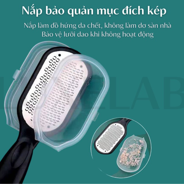 Cây Chà Gót Chân Bản To, Cây Tẩy Da Chết 2 Mặt Bằng Thép Kèm Hộp Đựng Tiện Lợi