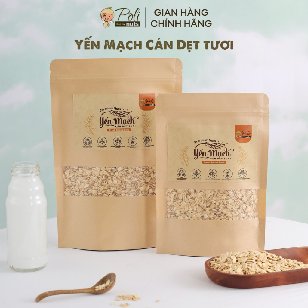 1Kg Yến Mạch Cán Dẹt Natural/Organic Polinuts Nhập Khẩu Nga Tươi Nguyên Cám
