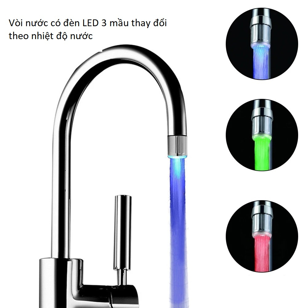 Vòi nước có đèn LED đổi mầu theo nhiệt độ nước