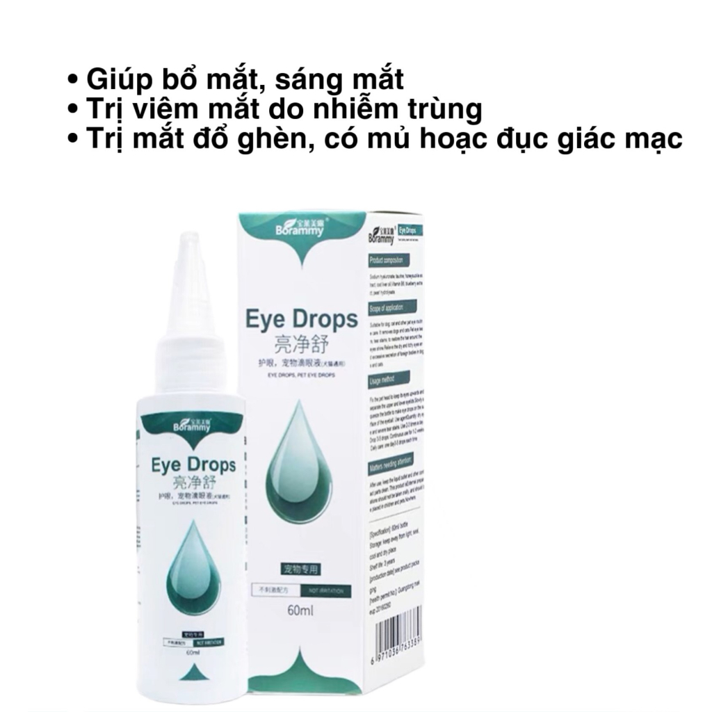 Nhỏ mắt EYE Drops Borammy cho chó mèo - Lọ 60ml