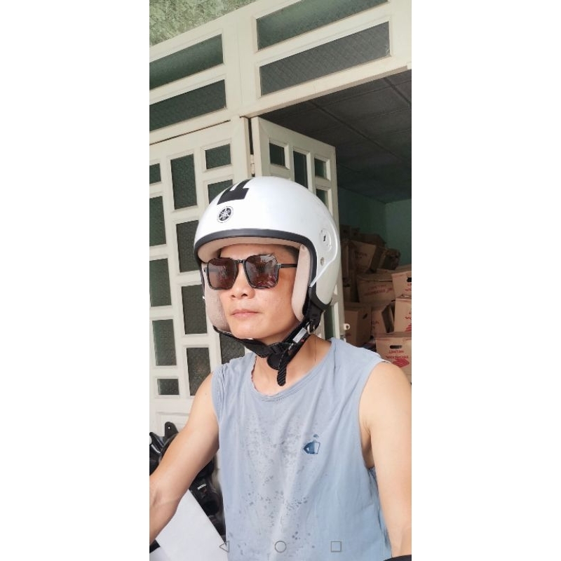 Nón mũ bảo hiểm 3/4 Yamaha tròn trắng