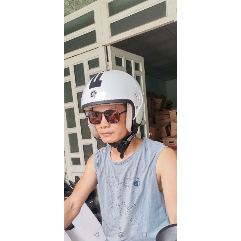 Nón mũ bảo hiểm 3/4 Yamaha tròn trắng