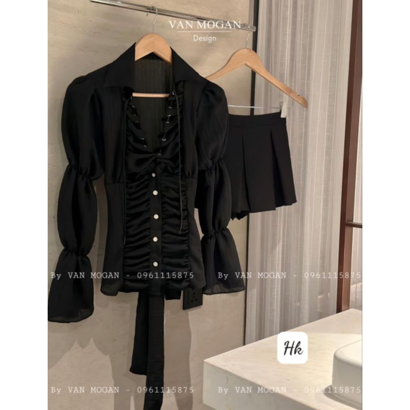 Áo sơ cổ tim bèo tay chun siu xưnnn