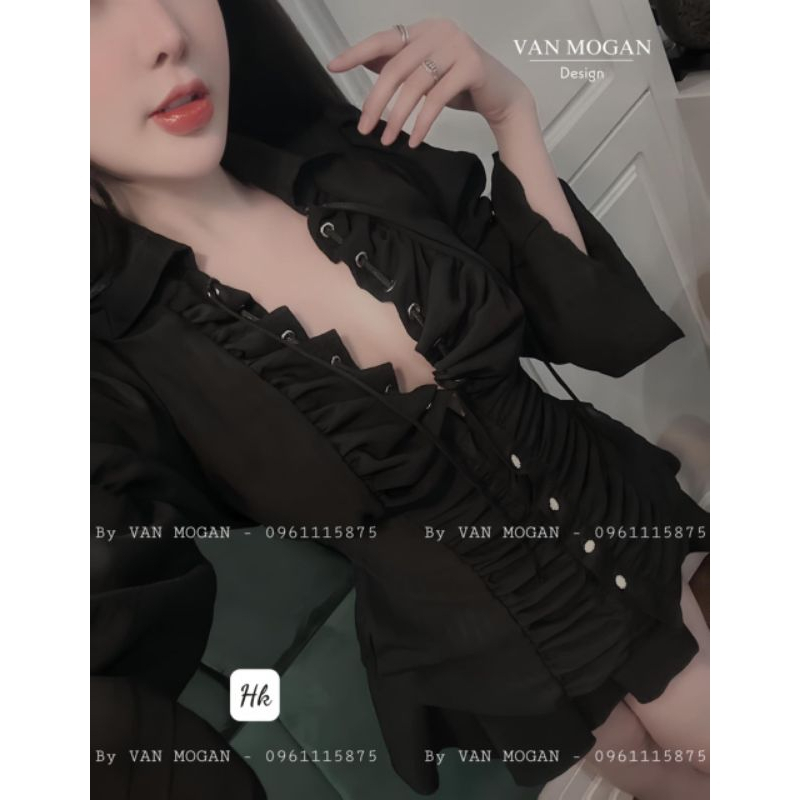 Áo sơ cổ tim bèo tay chun siu xưnnn