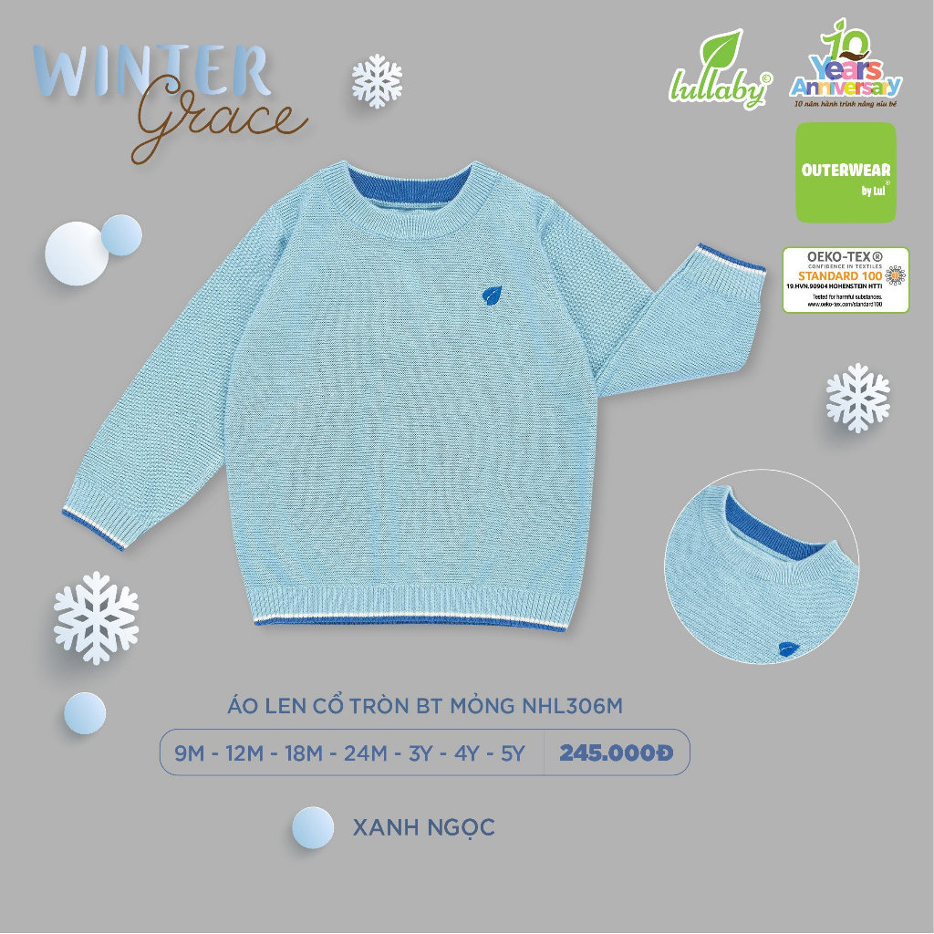 Áo len polo bổ nẹp bé trai Lullaby NHL305M - NHL306M - NHL317M