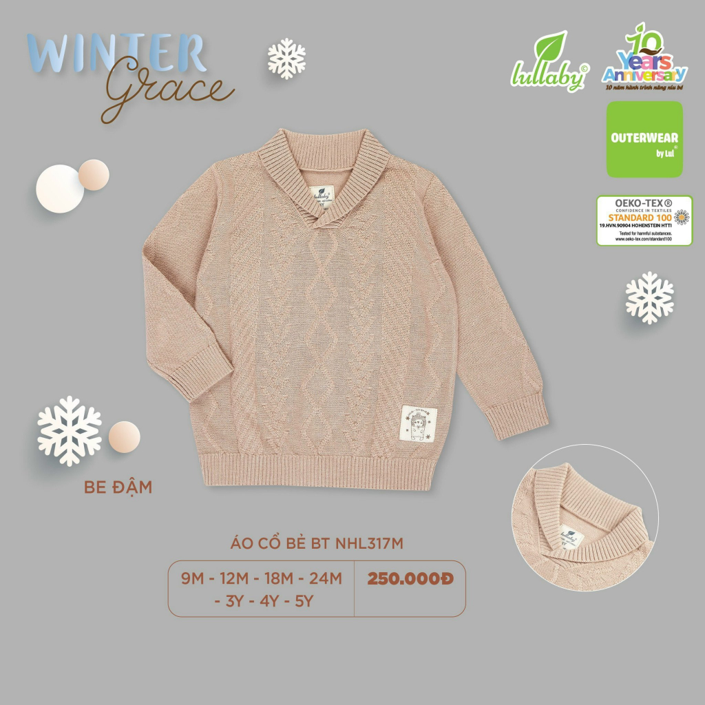 Áo len polo bổ nẹp bé trai Lullaby NHL305M - NHL306M - NHL317M