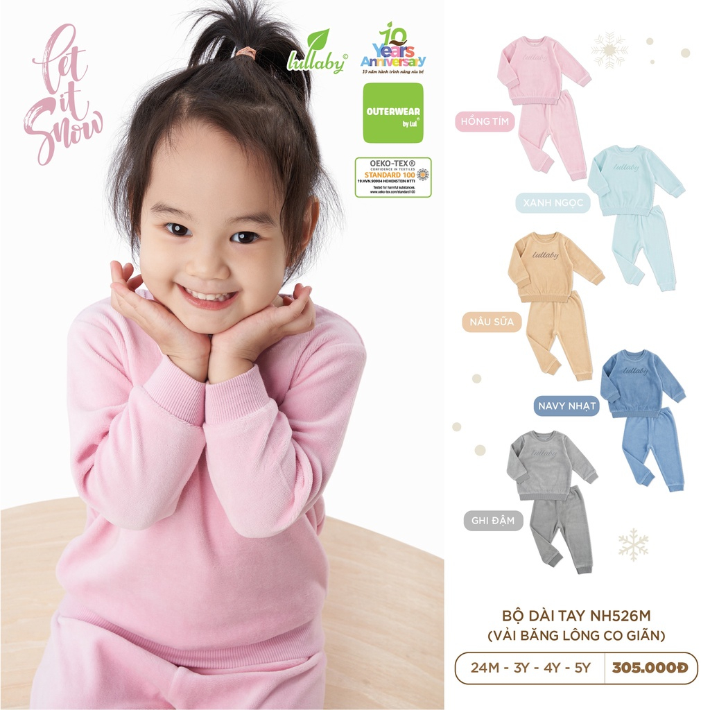 Bộ dài tay dày ấm vải băng lông  Lullaby NH526M
