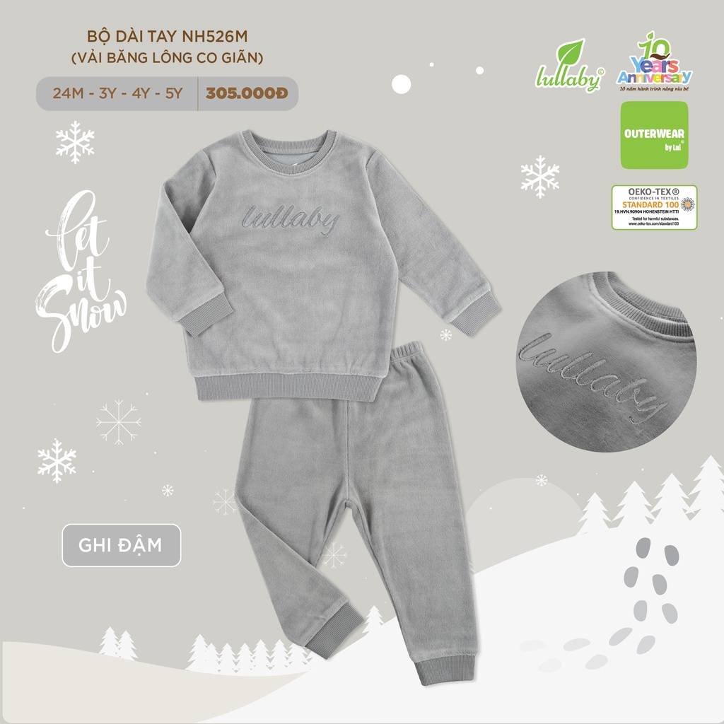 Bộ dài tay dày ấm vải băng lông  Lullaby NH526M