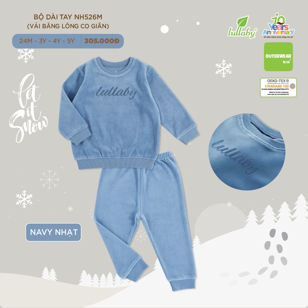 Bộ dài tay dày ấm vải băng lông  Lullaby NH526M